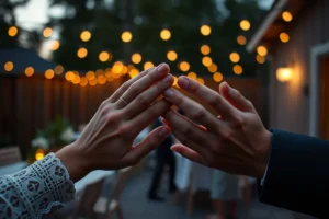 Outdoor Wedding With String Lights